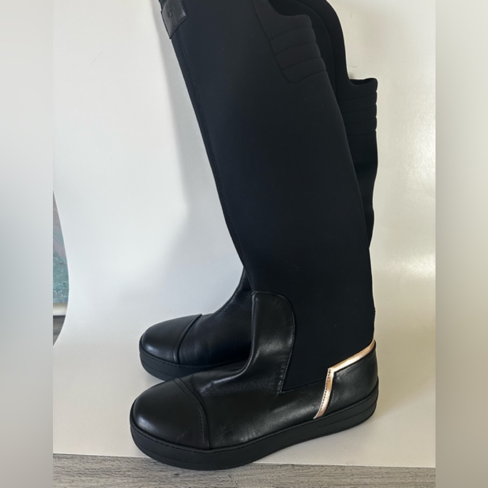 B&B over knee boots leather fabric black